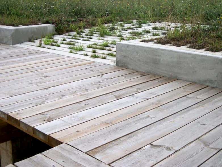 Detail of one of the new teaching decks, used by visiting school groups for 'pond-dipping'.