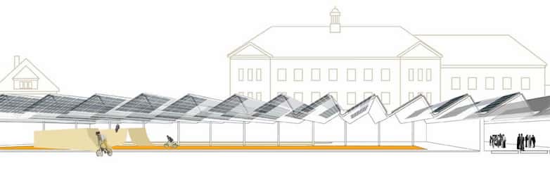 Architectural drawing sectional perspective of proposal.