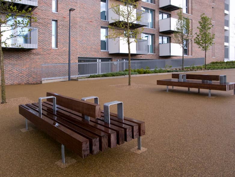 Timber seating installed at Barrier Park.